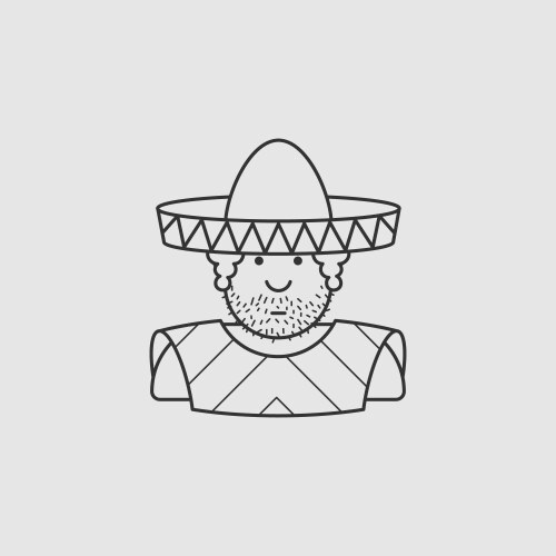 Flat contour icon mexican hat and cape Vector Image