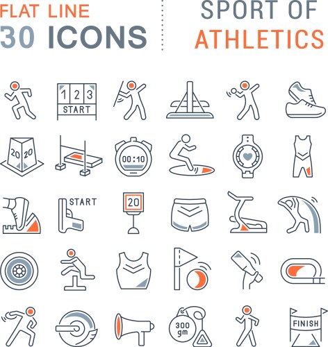 Set line icons sport athletics vector image