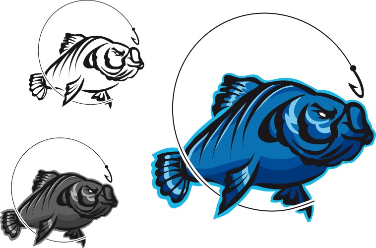 Black silhouette of carp with splashing water Vector Image