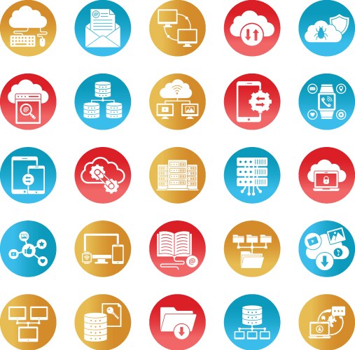 Data and networking icons set every single vector image