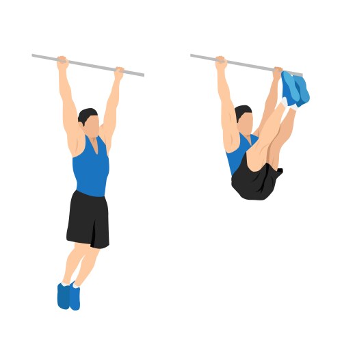 Man doing hanging leg raises to bar flat vector image