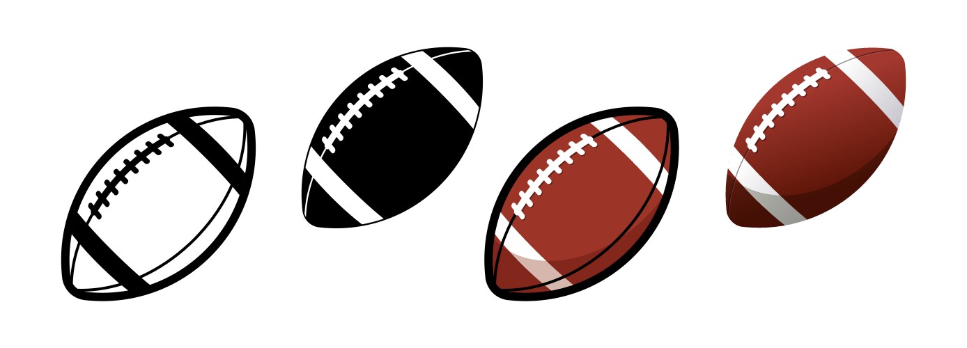 Simple american football gridiron ball set of 4 vector image