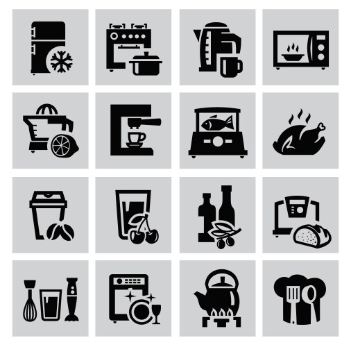 Kitchen icon set graphic design Royalty Free Vector Image