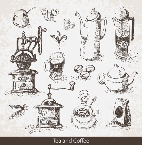 Coffee and Tea Utensils Set Vector Image