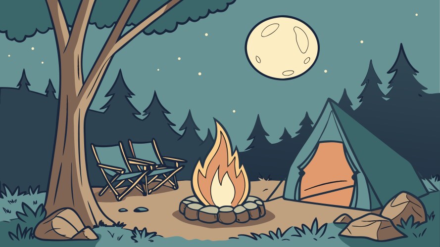 Camping scene Vector Images & Graphics for Commercial Use | VectorStock