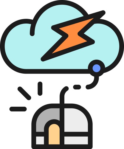 Computer mouse with cloud server flat color line vector image