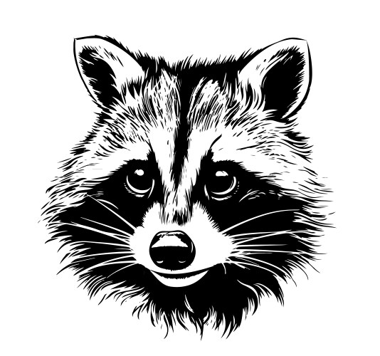Cute Raccoon Head Sketch Vector Image