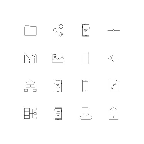 Network and database simple linear icons set vector image