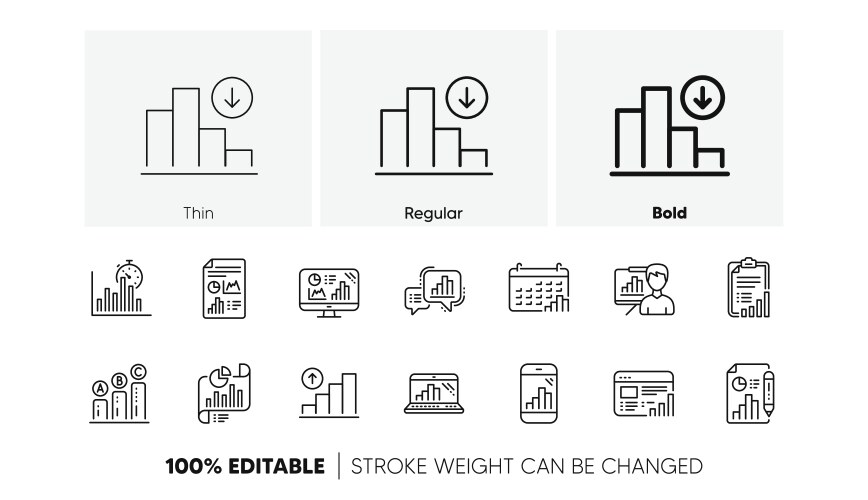 Graph line icons charts and graphs presentation vektorbild