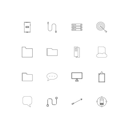 Network and database simple linear icons set vector image