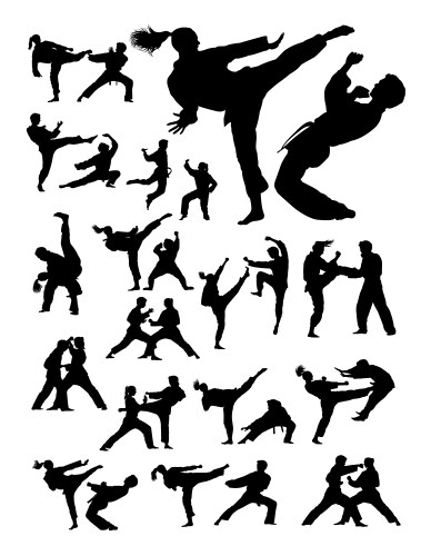 Karate Silhouette Couple Vector Image