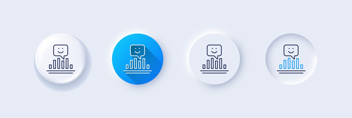 Smile chart line icon positive feedback rating vector image