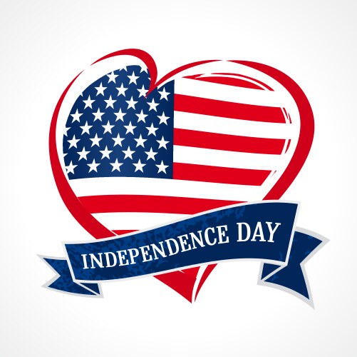 Fourth july usa independence day heart banner vector image