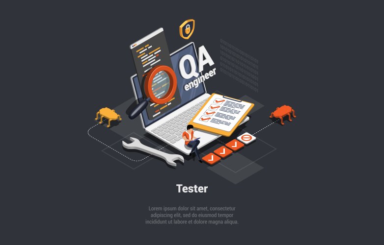 Software testing concept tester vektorbild