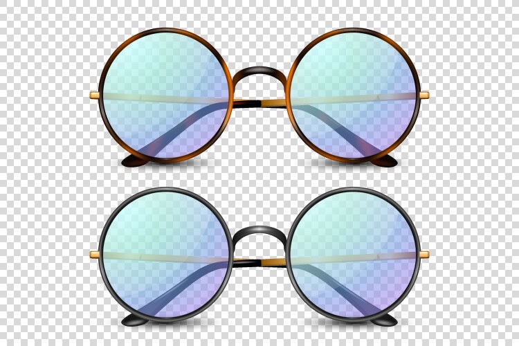 3d realistic round frame glasses set Royalty Free Vector