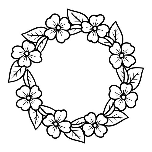 Black Floral Wreath Vector Image