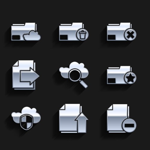 Set search cloud computing upload file document vector image