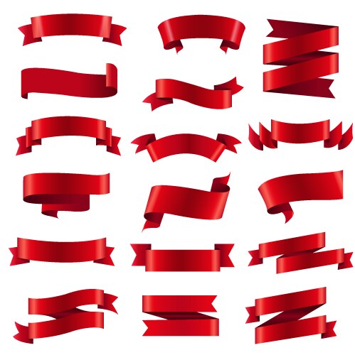 Red silk ribbons white background Royalty Free Vector Image