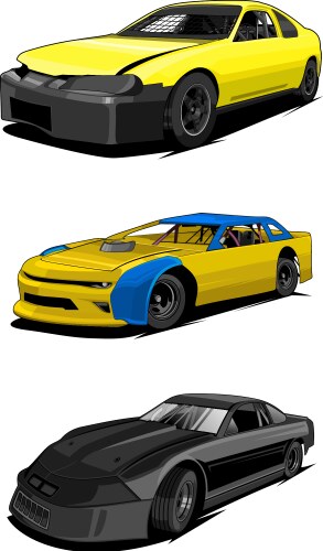 Bundle set stock car racing Royalty Free Vector Image