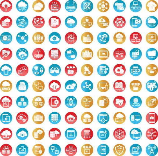 Data and networking icons set every single vector image