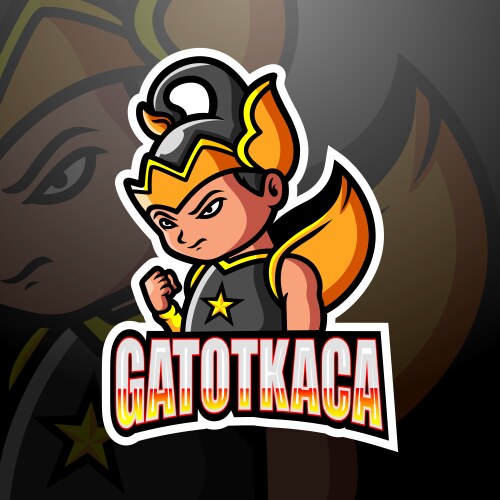 gatotkaca mascot esport logo design vector image