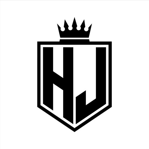 Hj letter bold monogram triangle curve shield Vector Image