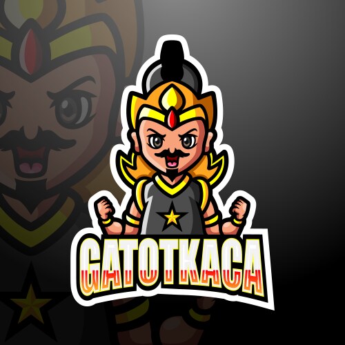 gatotkaca mascot esport logo design vector image