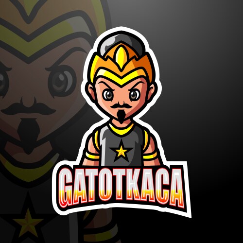 gatotkaca mascot esport logo design vector