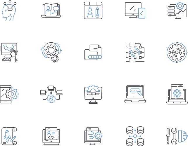 Programming language line icons collection syntax vector image
