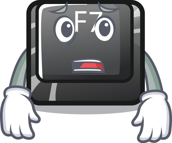 Afraid f7 button installed in computer cartoon vector image