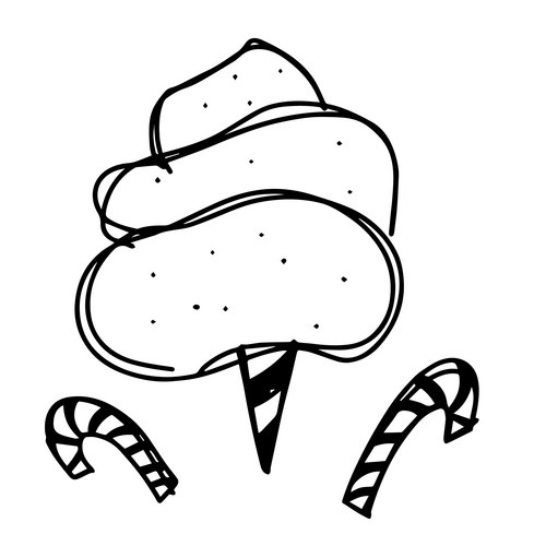 Cute Cotton Candy with Candy Canes Vector Image