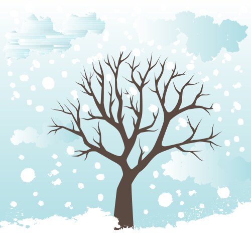 Winter landscape with tree and snow seasonal Vector Image