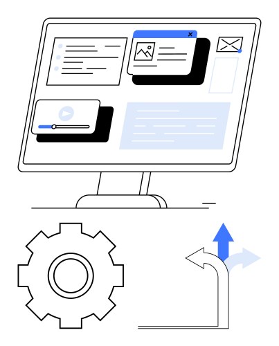 User interface elements on computer screen vector image