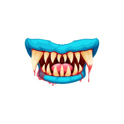 blue lips sharp teeth tongue scary monster mouth vector