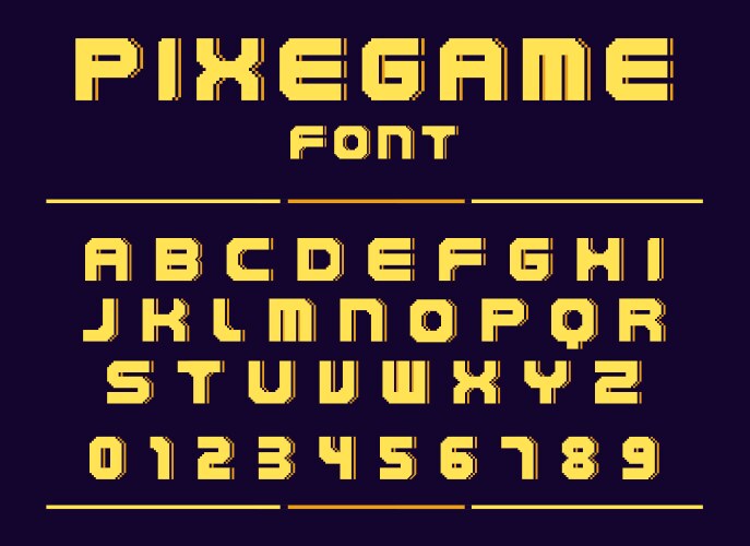 Pixel game font retro computer graphic style vector image