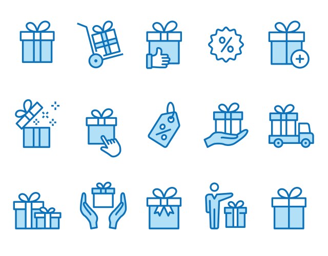 gift box icons set black vector image