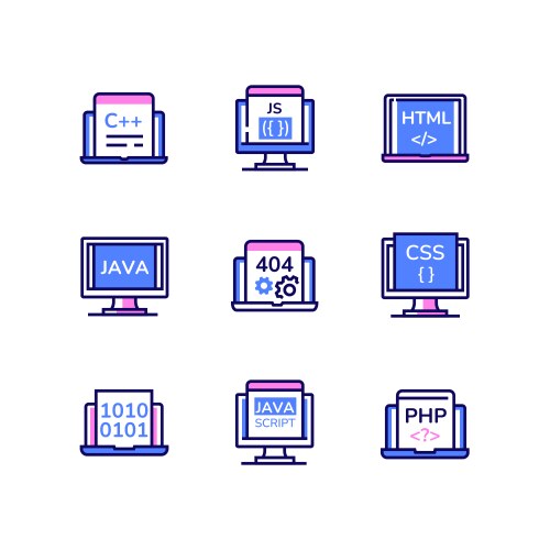 Programming - modern line design style icons set vector image