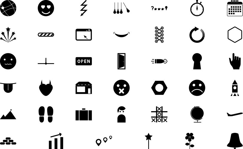 Web objects different black color set solid style vector image