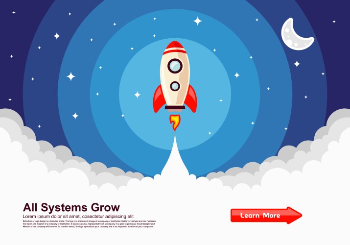 Startup simple rocket web design responsive vector image