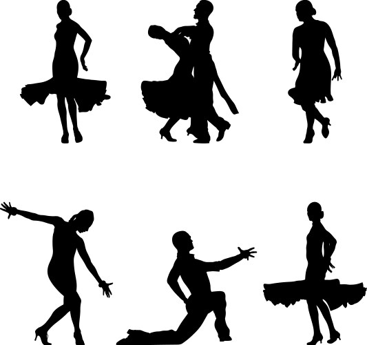 Ballroom Dancing Silhouettes Vector Image