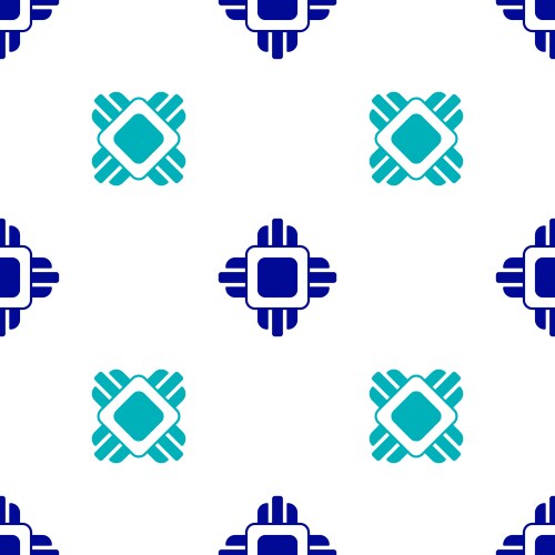 Blue computer processor with microcircuits cpu vector image
