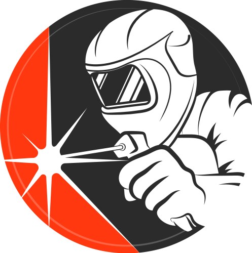 Welder in helmet with a welding machine hand Vector Image