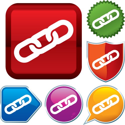 Set shiny icon series on buttons net link vector image