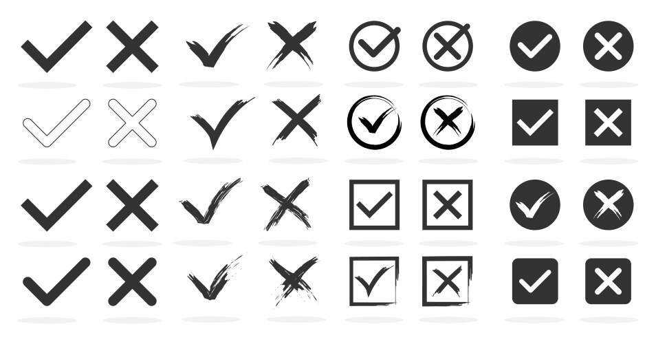 Tick and Cross Signs - Checkmark & No vector image