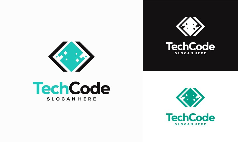 Modern coding logo designs concept programmer vector image