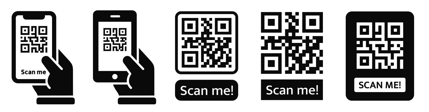 Qr code element collection set of scan me Vector Image