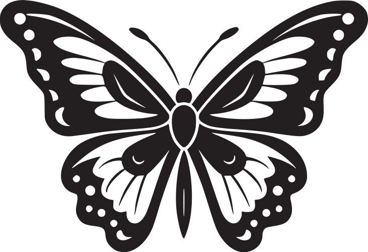 Butterfly - black and white Vector Image