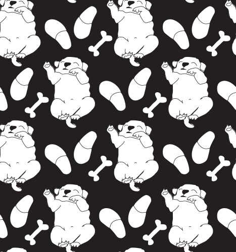 Puppy cute rest sleep relax seamless pattern black vector image