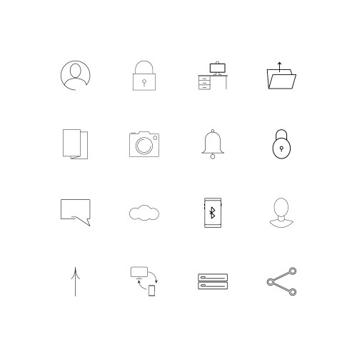 Web and text simple linear icons set outlined vector image
