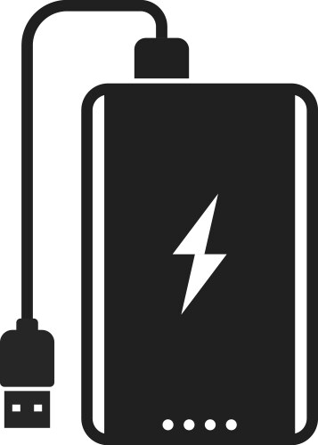 power bank with usb cable and lightning sign bold vector image